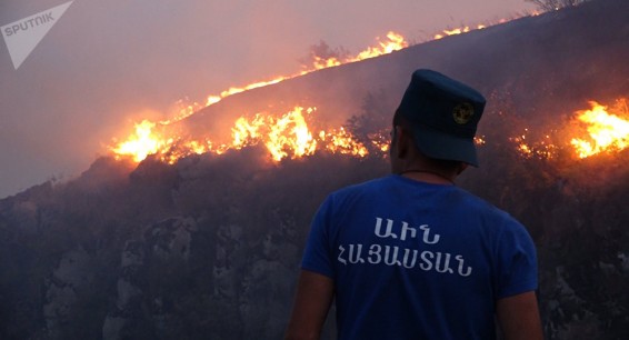 Пожар разбушевался в Дилижанском нацпарке - видео