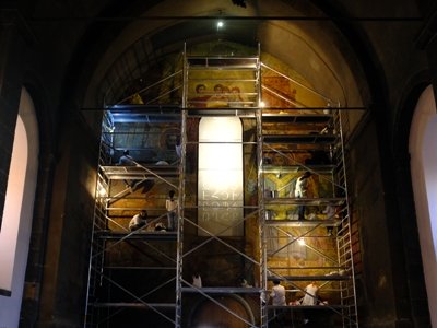 Օշականի Սուրբ Մեսրոպ Մաշտոց եկեղեցու «Փառք հայ գրի և դպրության» որմնանկարը վերականգնվում է