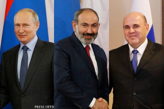 Пашинян поздравил Путина и Мишустина с Днем России