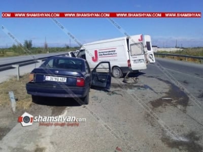 Ավտովթար՝ Արարատի մարզում. բախվել են Opel Vectra-ն ու Ford Transit-ը. 4 վիրավորներից մեկը մանկահասակ երեխա է