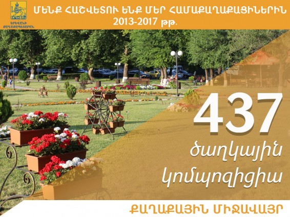 Երևանում 437 ծաղկային կոմպոզիցիա է տեղադրվել կանաչ ու բարեկարգ հատվածներում
